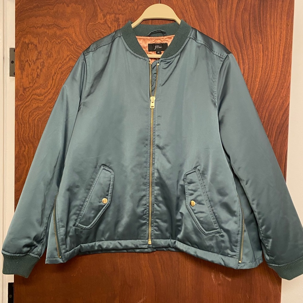 J Crew satin quilted bomber jacket